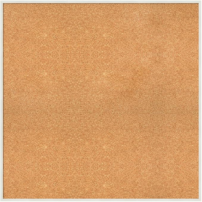 Amanti Art Natural Cork Board for Wall, 31x31 Vision Board with White Frame, Large Corkboard Office Decor for Home Organization, Modern Corkboard Pinboard to Display Items for Home Organization in
