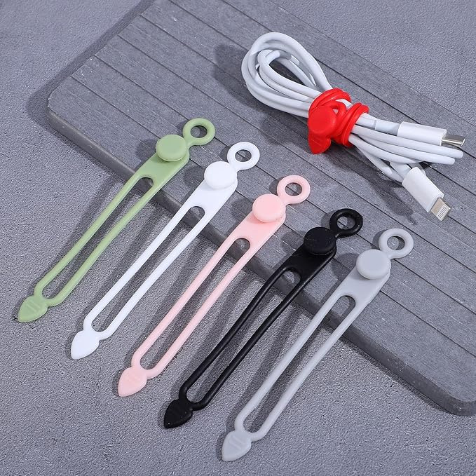 35 Pcs Silicone Cable Straps Cord Organizer for Bundling Earphone Phone Charger Computer Cords Reusable Multipurpose Cable Ties Wire Organizer in Home Office Kitchen School