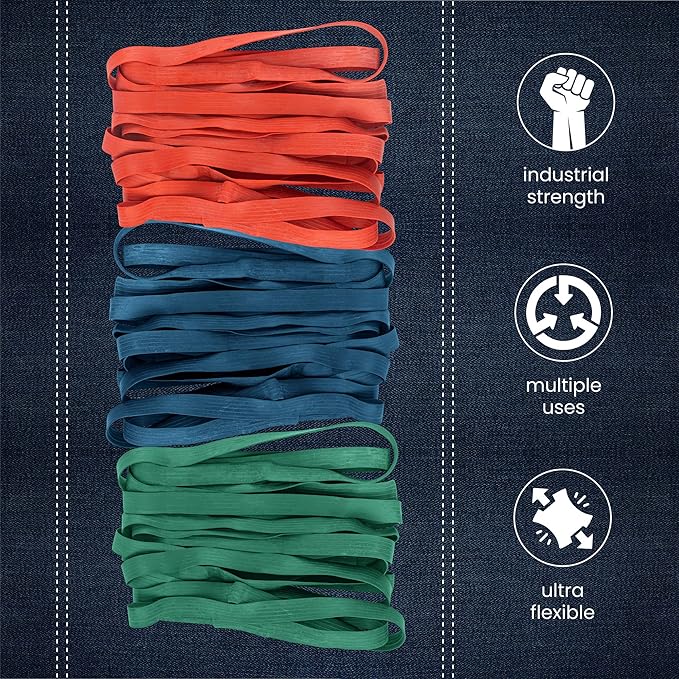 36 Pack Mover Blanket Rubber Bands - Extra Large Rubber Bands for Moving Blankets and Furniture - Variety of Sizes 26in, 30in & 42in - 36 Moving Bands Total - kitchentoolz
