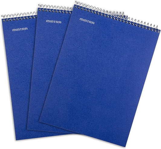 Mintra Office TOP BOUND Durable Spiral Notebooks (Blue, College Ruled 3pk)