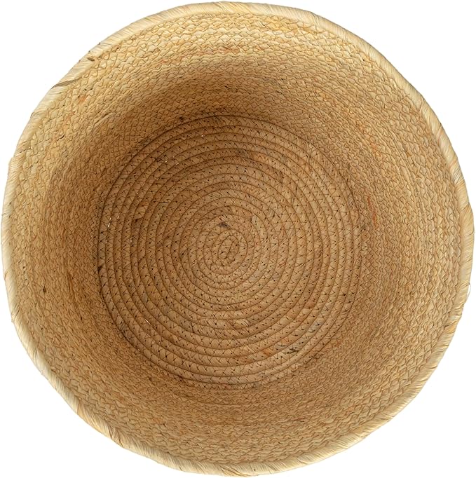 Household Essentials Round Handwoven Corn Leaf Basket, Natural