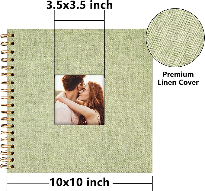 Vienrose Scrapbook 10x10 Inch Hardcover Kraft White Pages DIY Scrapbook Photo Album Linen Cover Scrap Book Photo Albums Scrapbooking Supplies Kit for Couple Family Wedding Travel