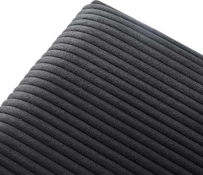 Adeco 18 Inch High Faux Fur Grey Cube Ottoman Storage, Fluffy Striped Velvet Chair Foot Stools, Small Bench Upholstered Vanity Stool with Hinged Lid, Solid Wood Legs