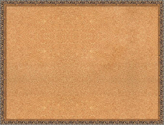 Amanti Art Natural Cork Board for Wall, 26x34 Vision Board with Bronze Frame, Large Corkboard Office Decor for Home Organization, Traditional Corkboard Pinboard to Display Items for Home Organization