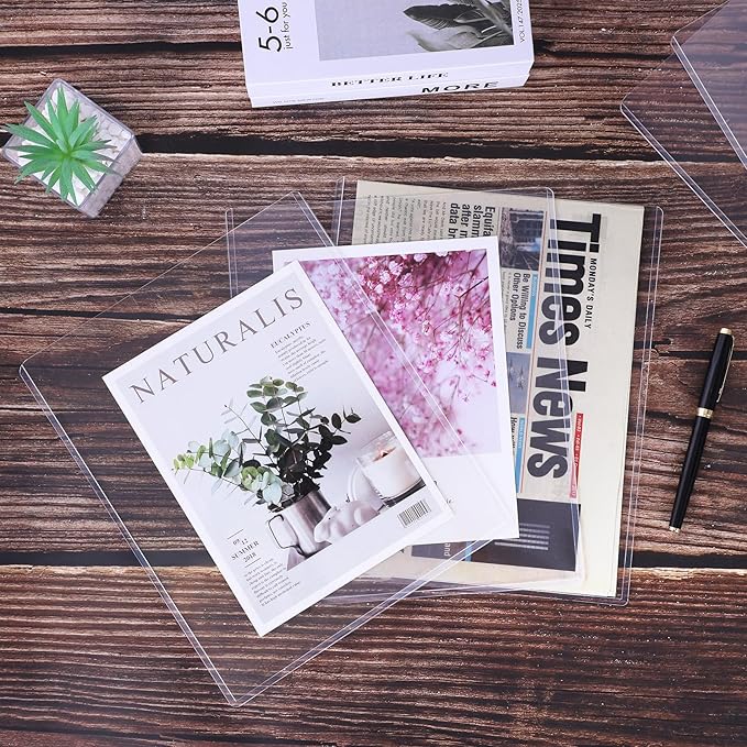 Ndsox 25 Pack 8" x 10" Rigid Print Protectors Clear Hard Plastic Sheet Protectors Top Loading for Photographs, Photo Papers, Posters, Prints, Birth Certificates, Heavy Duty No-Hole Rigid Photo Sleeves