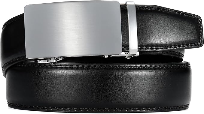 CHAOREN Mens Belt - Mens Ratchet Belt Leather 1 3/8" for Dress Pant - Micro Adjustable Belt Fit Everywhere