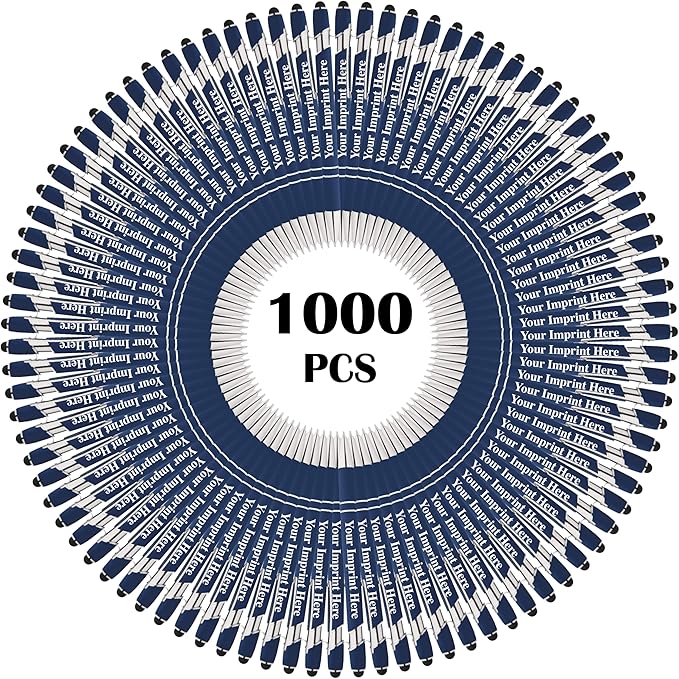 Up to 500 Pcs Custom Pens Bulk | Rainbow of Colors | Soft-Touch Metal Black Ink Personalized with Name or Message (Dark Blue, 1000)