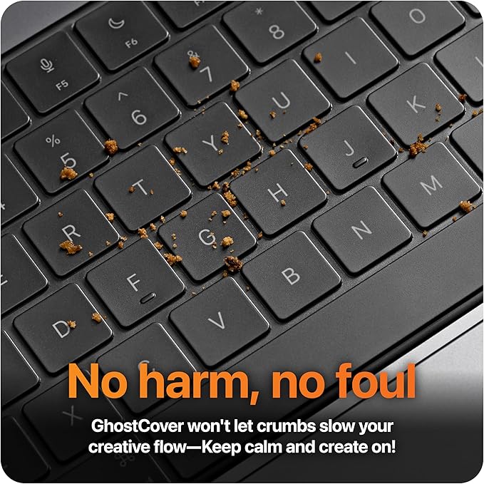 GhostCover Original Premium Ultra Thin Keyboard Cover Protector, Compatible with 2025 2024 2023 2022 2021 M5/M4/M3/M2/M1 Pro/Max MacBook Pro 14/16, M4-M2 MacBook Air 13/15, US ANSI Layout, Clear