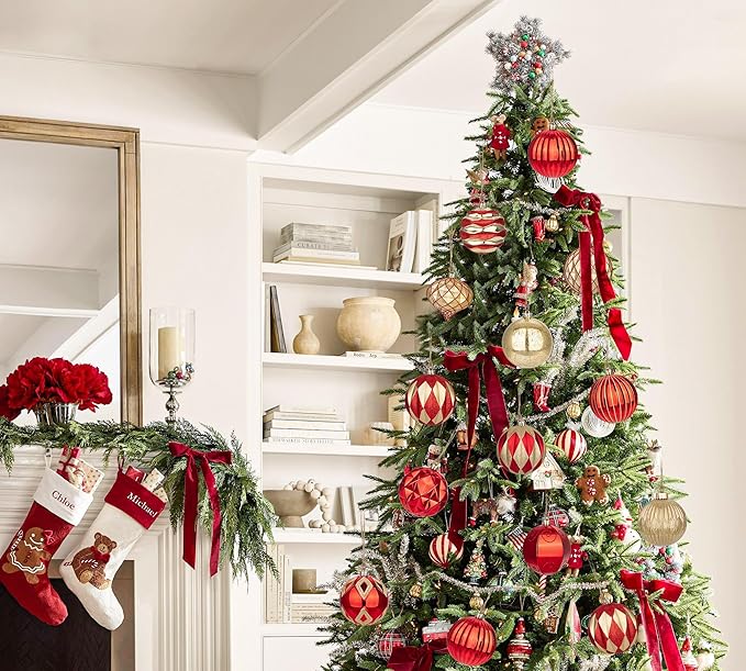 Hollyone 4 Inch Red and Gold Christmas Ornaments 12Pcs Christmas Tree Ornaments Balls Colored Shatterproof Christmas Ornaments for Xmas Tree Decor Holiday Party Wreath Home Decor (Red & Gold, 100mm)