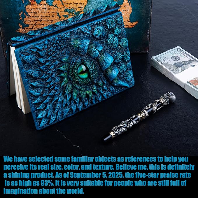 3D Dragon Eye Embossed Journal,Resin Engraving Notebook,Dnd notebook for Dragon Lovers ，Blank Paper,Hardcover Travel Notepad for Writing,Sketchbook,Collection,Gift,Decoration A4 and A5 Size (A5-Blue-Lined)