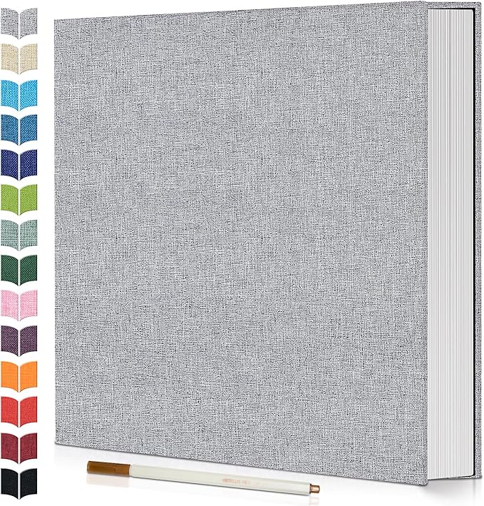 Photo Album Self Adhesive Scrapbook,Large Photo Book for 4x6,5x7,8x10 Pictures,DIY Album for Baby Wedding Family Travel Birthday,with Metallic Pen and Scraper