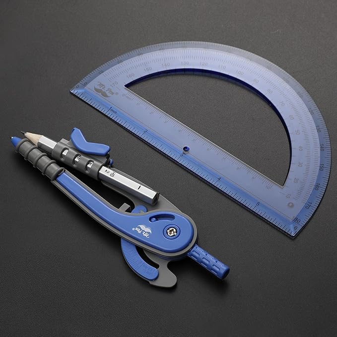 Mr. Pen- Compass and Protractor Set, Midnight Blue, Compass Geometry Tool, Protractor and Compass Set, Compass Drawing Tool, Drawing Compass, Geometry Compass, Math Compass for Geometry