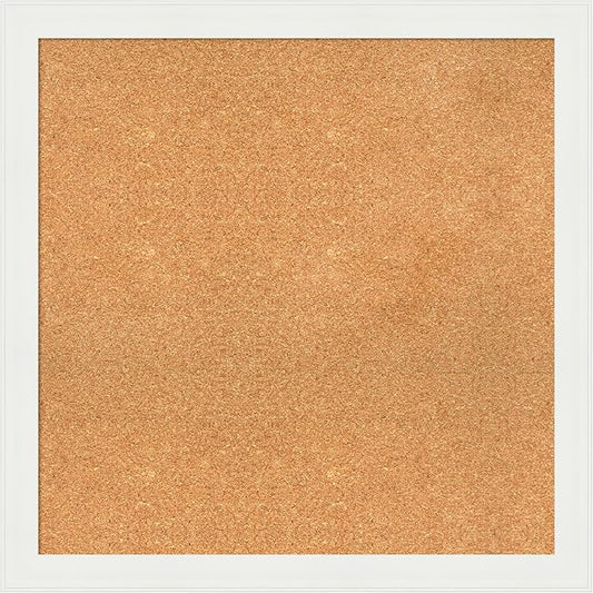 Amanti Art Natural Cork Board for Wall, 31x31 Vision Board with White Frame, Large Corkboard Office Decor for Home Organization, Casual Corkboard Pinboard to Display Items for Home Organization in