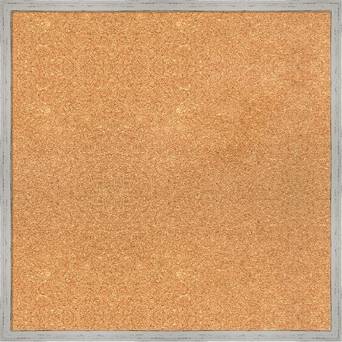 Amanti Art Natural Cork Board for Wall, 23x23 Vision Board with White Frame, Medium Corkboard Office Decor for Home Organization, Cottage Corkboard Pinboard to Display Items for Home Organization in