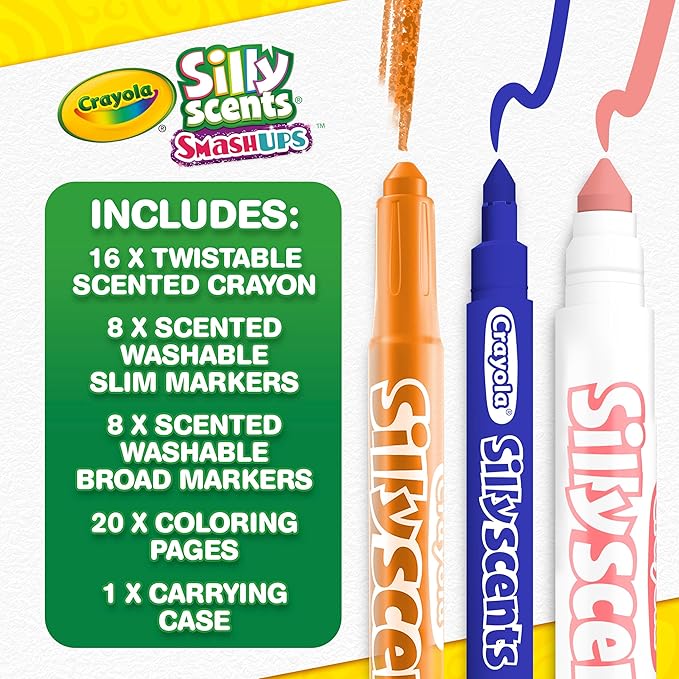Crayola Silly Scents Mini Inspiration Art Case, Scented Crayons & Markers Set, Art Kit for Kids, Coloring Supplies, Travel Gifts for Kids, Ages 4+