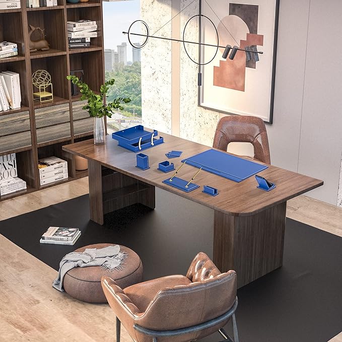 MOOGCO Bonded Set Luxury Leather Desk Pad & Desk Organization Essentials Desk Organizer Leather Desk Organizer