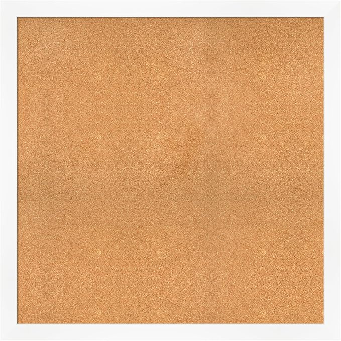 Amanti Art Natural Cork Board for Wall, 39x39 Vision Board with White Frame, Oversize Corkboard Office Decor for Home Organization, Modern Corkboard Pinboard to Display Items for Home Organization in