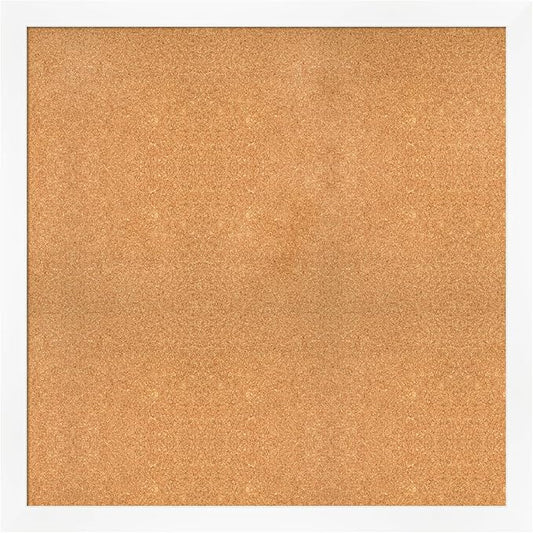 Amanti Art Natural Cork Board for Wall, 39x39 Vision Board with White Frame, Oversize Corkboard Office Decor for Home Organization, Modern Corkboard Pinboard to Display Items for Home Organization in