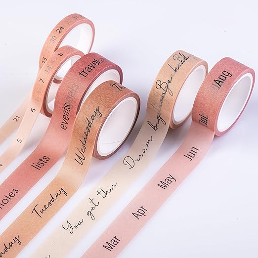 DIVERSEBEE Pastel Washi Tape Set, 5 Rolls Decorative Scrapbook Tape, Cute Craft Tape, Scrapbooking Bullet Journal Supplies, Bible Journaling, Planner Accessories, Gift Wrap Tape (Planner)