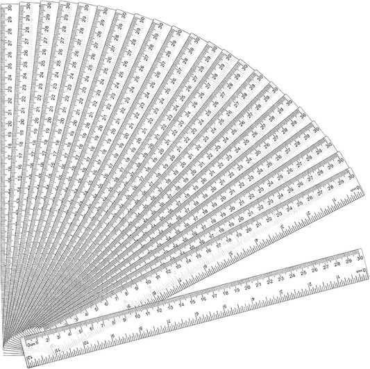 32 Pack Clear Plastic Ruler 12 Inch, Rulers Bulk for Classroom, Transparent Ruler with Centimeters and Inches, Metric Rulers for Kids, Ideal Back to School Office Home Supplies