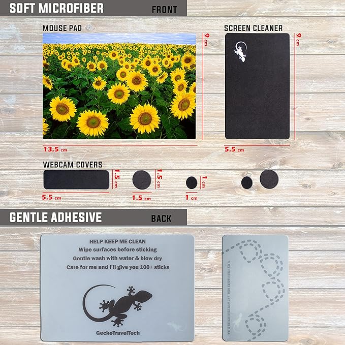 Adhesive Mouse Pad - Peel and Sticks to Any Surface - Travel Mouse Pad, Sticky for Any Surface - Excellent Tracking - Sunflowers