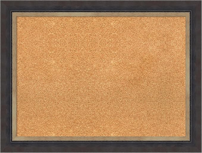 Amanti Art Natural Cork Board for Wall, 25x33 Vision Board with Black Wood Frame, Medium Corkboard Office Decor for Home Organization, Casual Corkboard Pinboard to display items for home organization