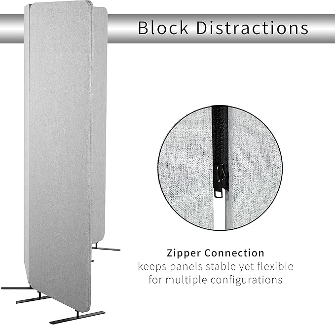 VIVO Freestanding 72 x 66 inch Privacy Panel, Cubicle Divider, Acoustic Wall Partition, x3 24 inch Panels, Gray, PP-3-T072G