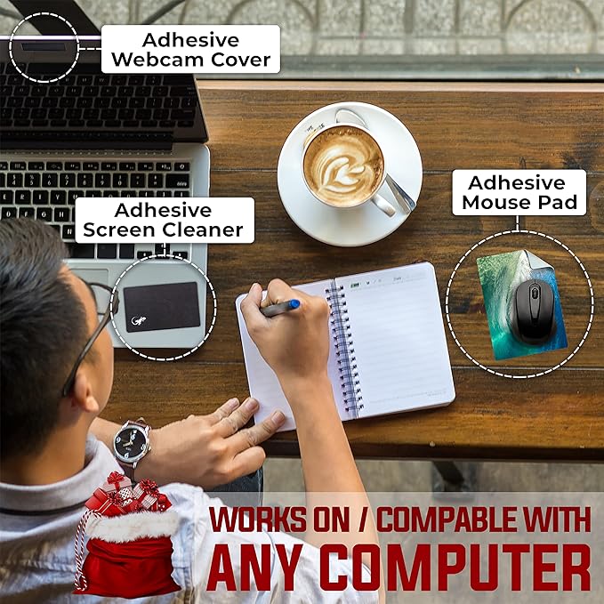 Adhesive Mouse Pad - Peel and Sticks to Any Surface - Travel Mouse Pad, Sticky for Any Surface - Excellent Tracking - Beach Barrel Wave