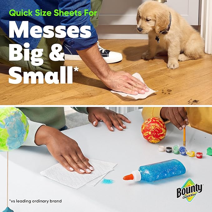 Bounty Paper Towels Quick Size, White, 16 Family Rolls = 40 Regular Rolls