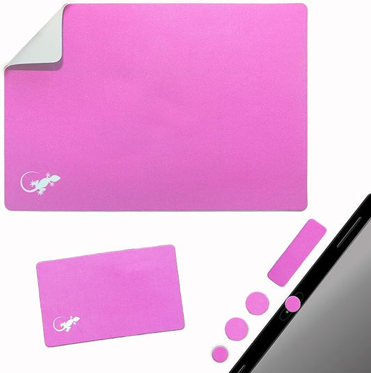 Mouse Pad Adhesive Bottom - Sticks to Any Surface - Portable - Webcam Covers and Screen Cleaner Included (Pink)