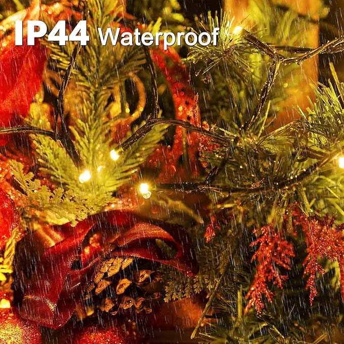 197FT 600 LED Christmas Lights Outdoor, Warm White Christmas Tree Lights Plug in, 8 Modes Twinkle String Light for Outside Bedroom Wedding Party Ceiling Xmas Home Decorations