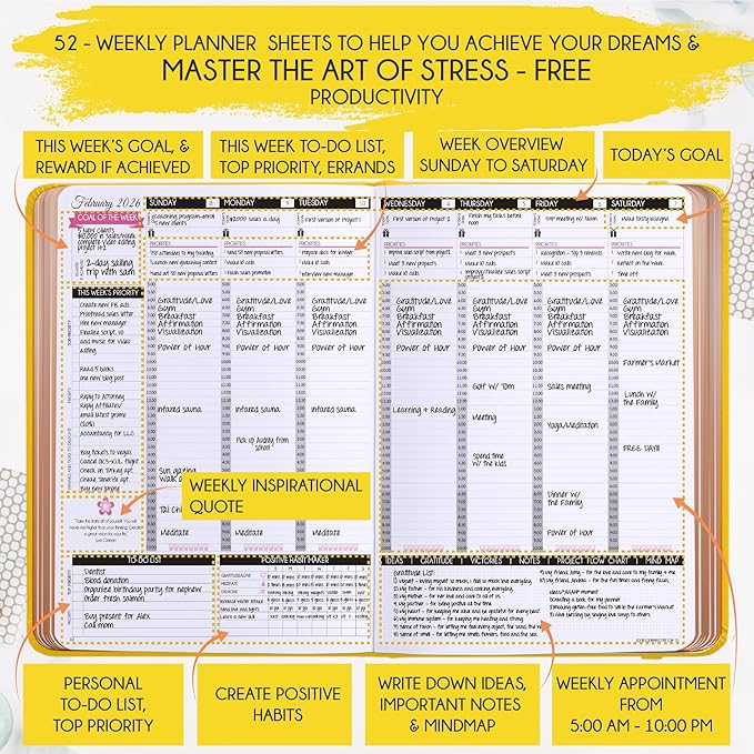 2026 Planner Weekly and Monthly | Law of Attraction Planner with Panduo App | A 12 Month Journey for Productivity, Gratitude & Goal Setting | Includes Foldable Vision Board, Gift Box & Stickers