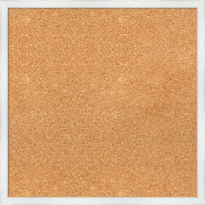 Amanti Art Natural Cork Board for Wall, 21x21 Vision Board with White Frame, Medium Corkboard Office Decor for Home Organization, Country Rustic Corkboard Pinboard to Display Items for Home