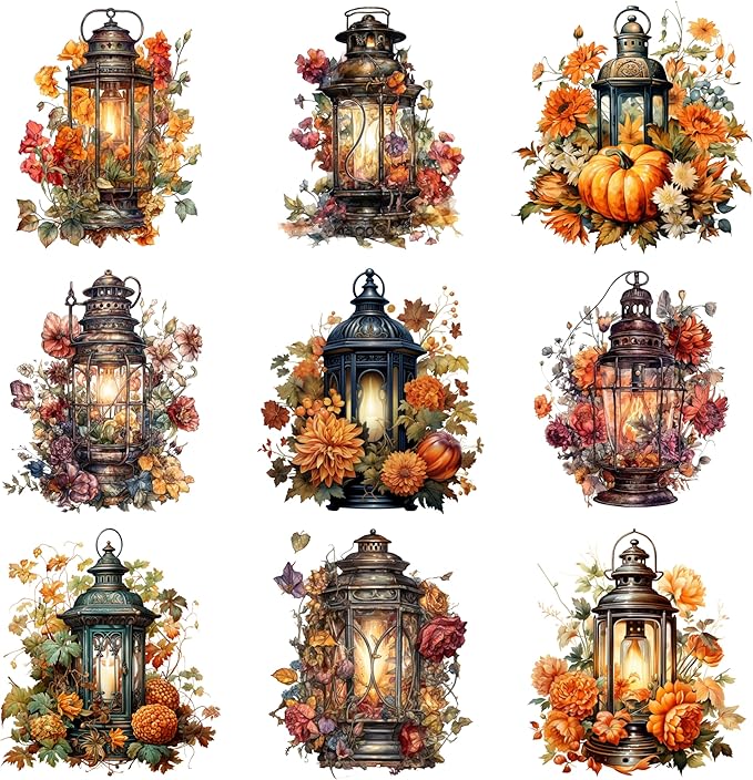 XERE 144 Pcs Radiant Lanterns Four Seasons Sticker Book for Journaling Notebooks, Sketchbook, Bookmark Making, Junk Journal, Budget Planner, Scrapbook Art Supplies Stickers