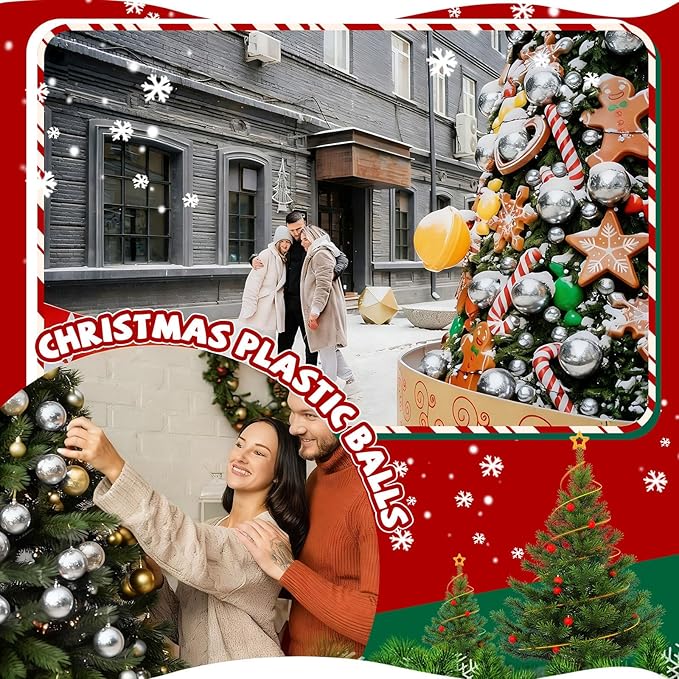 20 Pcs Christmas Ball Ornaments 4 Inch UV Resistant and Waterproof Shatterproof Shiny Plastic Christmas Tree Hanging Ornaments Decoration for Indoor Outdoor Holiday Party(Silver)
