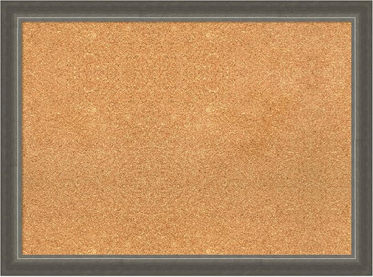 Amanti Art Natural Cork Board for Wall, 23x31 Vision Board with Silver Wood Frame, Medium Corkboard Office Decor for Home Organization, Casual Corkboard Pinboard to Display Items for Home