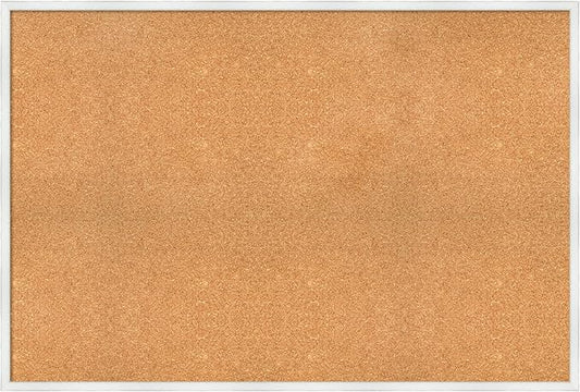 Amanti Art Natural Cork Board for Wall, 33x49 Vision Board with White Frame, Oversize Corkboard Office Decor for Home Organization, Country Rustic Corkboard Pinboard to Display Items for Home