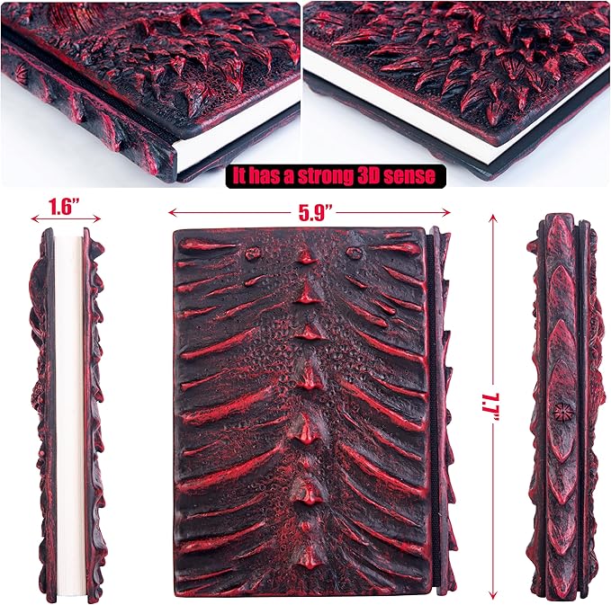 3D Dragon Eye Embossed Journal,Resin Engraving Notebook,Dnd notebook for Dragon Lovers ，Blank Paper,Hardcover Travel Notepad for Writing,Sketchbook,Collection,Gift,Decoration A4 and A5 Size (A5-Red-Lined-Brooch)