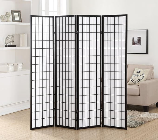 NicBex Room Divider 4 Panel Room Dividers with Oriental Style Partition Room Dividers and Folding Privacy Screens Wall Divider for Home, Office, Room Separation,72" W x 2" D x 72" H, Black