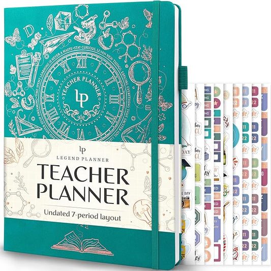 Legend Teacher Planner – Undated Lesson Plan Book for Teachers with Weekly & Monthly Calendars - Classroom Organization & School Year Planner – 8.5”x11.5” Hardcover (Viridian Green)