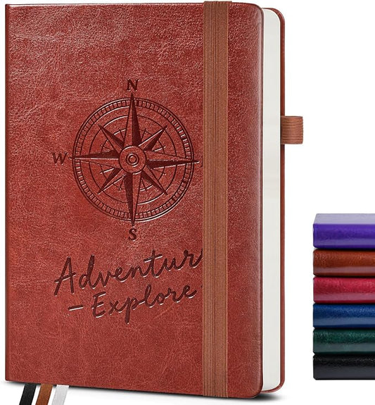 Blank Journal Notebook for Women Men,160 Pages,Inner Pocket,A5 Hardcover Sketchbook for Drawing, Sketch book, Unlined Notebooks for School,Work,Travel Journals for Writing 5.8"x8.5" (Brown)