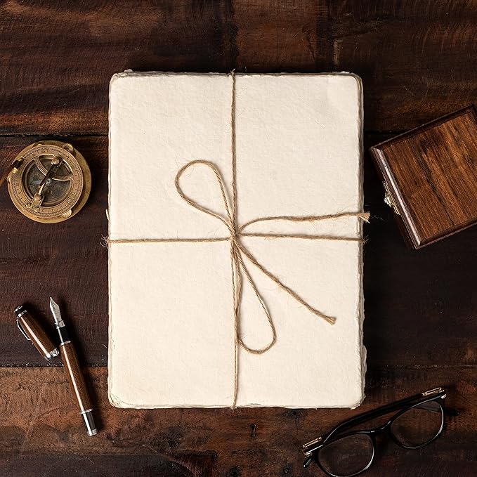 Watercolor Paper | Letter Sized Vintage Paper 8.5 x 11 Inches | 200 GSM Handmade Paper | 50 Sheets of Recycled Cotton Papers, Perfect for Any Medium, Blank Water Color Papers, Antique Paper