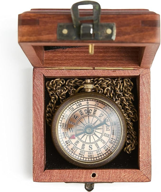 Handmade Antique Vintage Brass Compass | Exquisite Nautical Compass | Home Decor | Pocket Compass Gift for Every Occasion | Super7One