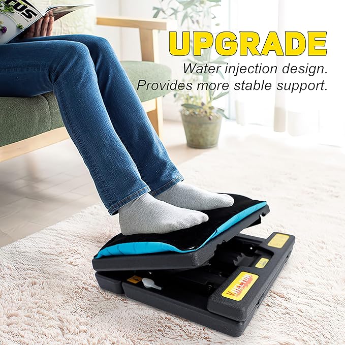 Footrest for Under Desk, Height Adjustable Footrest with Massage Roller and Thick Cushion, Foldable Ergonomic Foot Rest for Car, Office, Home, Train