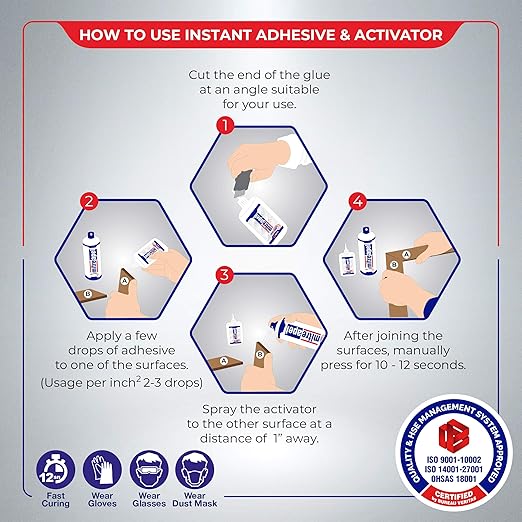 MITREAPEL Ca Glue with Activator (2 x 1.7oz - 2 x 6.7 floz), Cyanoacrylate Super Glue for Plastic, Glass, Leather, Ceramic, Woodworking, DIY, 3D Printing with Microtips - 2 Pack