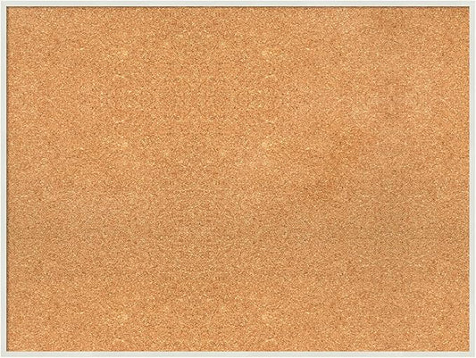 Amanti Art Natural Cork Board for Wall, 25x33 Vision Board with White Frame, Large Corkboard Office Decor for Home Organization, Modern Corkboard Pinboard to Display Items for Home Organization in