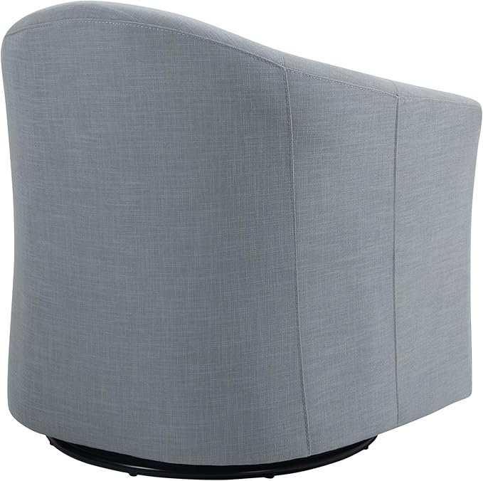 UIXE 360° Swivel Barrel Accent Chair, Modern Round Arm Chair Upholstered Club Armchair, Single Sofa Seating in Fabric for Living Room, Bedroom (Pebble Grey)