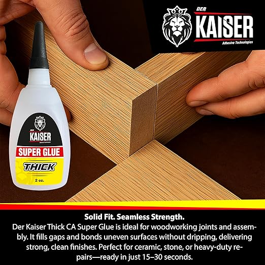 Thick Cyanoacrylate (CA) Super Glue – 2 Pack (2 x 2 oz Bottles) – Heavy-Duty Adhesive for Woodworking, Marble, and Repair Projects