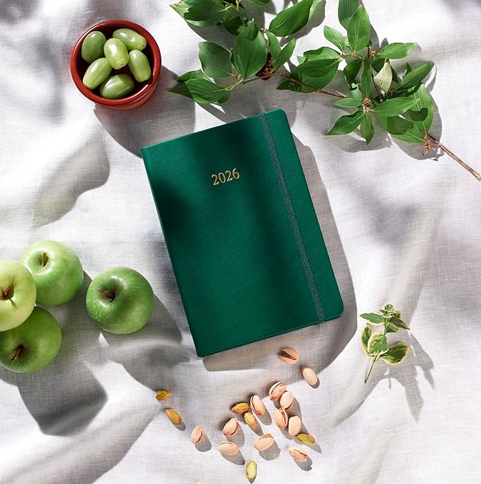 Wykeham's Executive 2026 Daily Journal Planner – US Public Holidays & Format – Customization Available (Racing Green, 8.5”×5.5”)