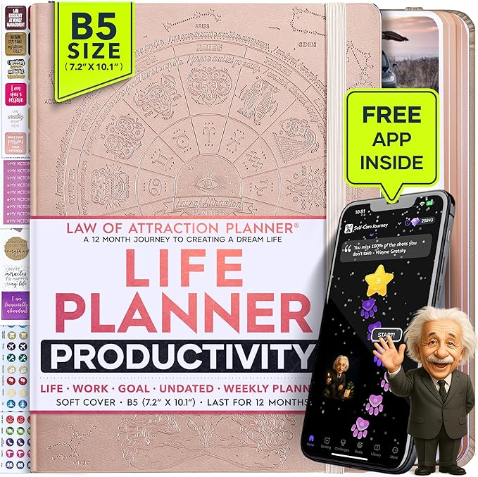 2026 Planner Weekly and Monthly | Undated Law of Attraction Planner | A 12 Month Journey for Productivity, Gratitude & Goal Setting | Includes Foldable Vision Board, Gift Box & Stickers